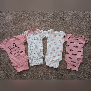Adorable Pink and White Baby Onesies Set